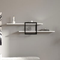 GP052-02132-1 Ραφιέρα τοίχου Mone Megapap χρώμα λευκό - μαύρο 120x18x30εκ.