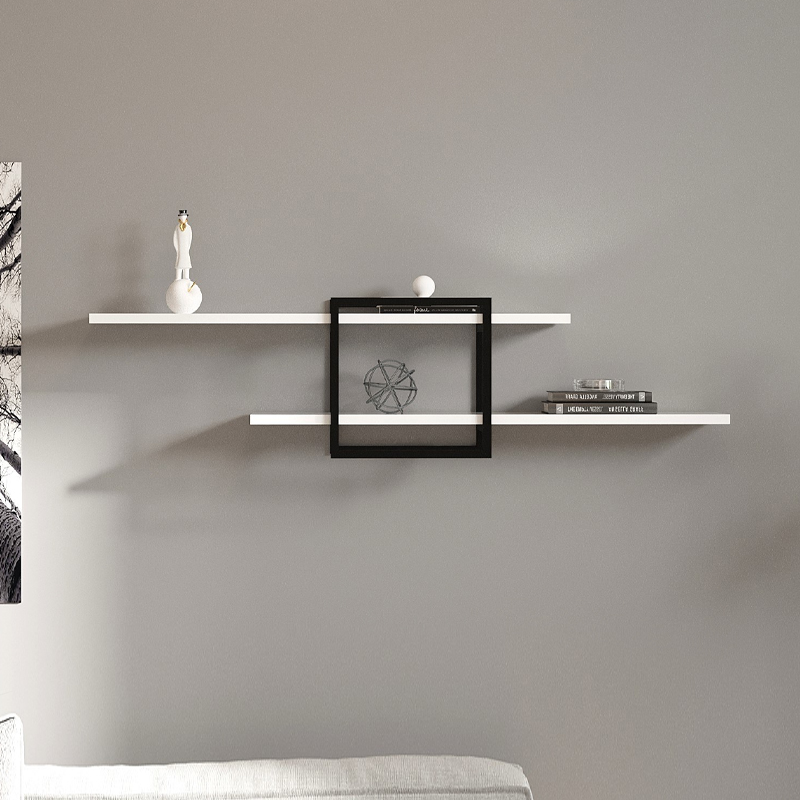 GP052-02132-1 Ραφιέρα τοίχου Mone Megapap χρώμα λευκό - μαύρο 120x18x30εκ.