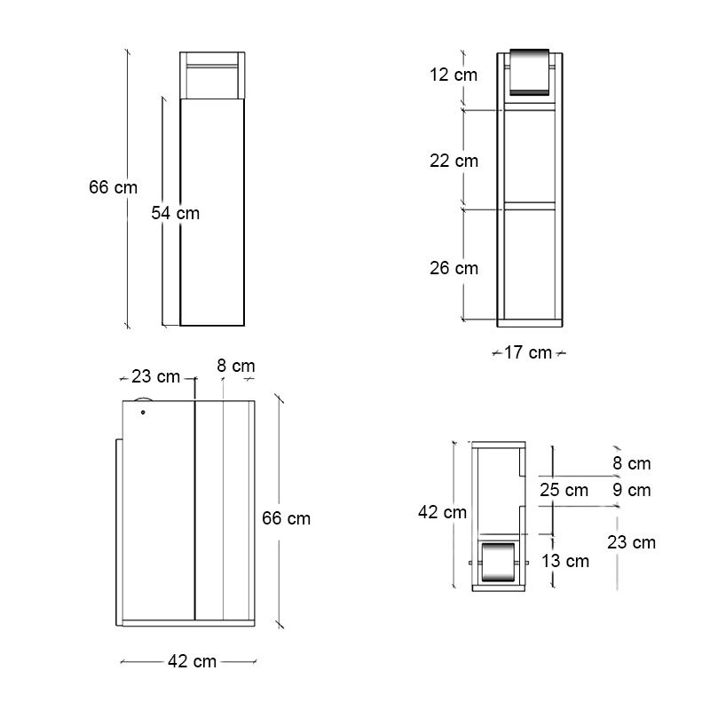 GP052-02171-4 Ντουλάπι μπάνιου Paper Megapap χρώμα λευκό 17x42x66εκ.