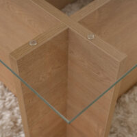 Τραπεζάκι σαλονιού Vetrino Megapap γυάλινο χρώμα honey oak 105x65x40εκ.