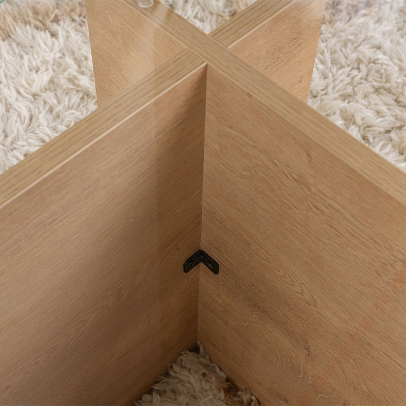 Τραπεζάκι σαλονιού Vetrino Megapap γυάλινο χρώμα honey oak 105x65x40εκ.