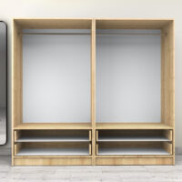 Ντουλάπα ρούχων Victoria Megapap τετράφυλλη με συρτάρια χρώμα φυσικό οξιάς 200x60x181εκ.