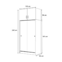 Ντουλάπα ρούχων Regio Megapap δίφυλλη συρόμενη με πατάρι χρώμα λευκό 100x60x240εκ.