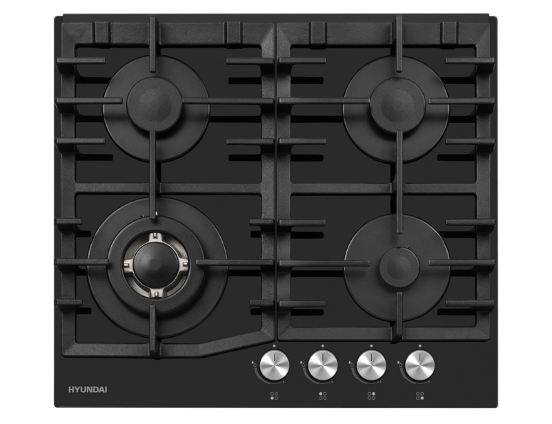 Εστίες αερίου Hyundai HBIG24V-61GL με αντάπτορα για wok και ελληνικο καφε, πλάτος 60cm και 4 ζώνες μαγειρέματος