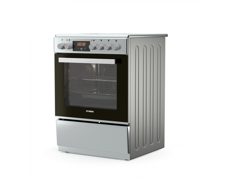 Κουζίνα Hyundai HCVC25V-7261V/S με κεραμικές εστίες, χωρητικότητα φούρνου 69L, 5 λειτουργίες ψησίματος και ενεργειακή κλάση Α