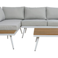 ΚΑΝΑΠΕΣ ΓΩΝΙΑ SABINE ΑΛΟΥΜΙΝΙΟΥ ΜΕ ΤΡΑΠΕΖΙ ΕΞ.ΧΩΡΟΥ ΛΕΥΚΟ HM5126.11