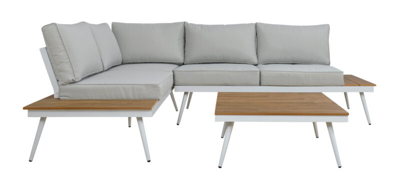 ΚΑΝΑΠΕΣ ΓΩΝΙΑ SABINE ΑΛΟΥΜΙΝΙΟΥ ΜΕ ΤΡΑΠΕΖΙ ΕΞ.ΧΩΡΟΥ ΛΕΥΚΟ HM5126.11