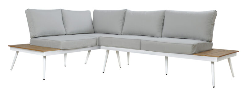 ΚΑΝΑΠΕΣ ΓΩΝΙΑ SABINE ΑΛΟΥΜΙΝΙΟΥ ΜΕ ΤΡΑΠΕΖΙ ΕΞ.ΧΩΡΟΥ ΛΕΥΚΟ HM5126.11