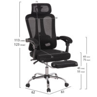 ΚΑΡΕΚΛΑ ΓΡΑΦΕΙΟΥ BARNET HM18258.01 ΜΑΥΡΟ MESH-ΜΑΥΡΟΣ ΣΚΕΛΕΤΟΣ NYLON 61x62x123Υ