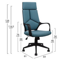 ΚΑΡΕΚΛΑ ΓΡΑΦΕΙΟΥ ANIVIA HM1054.06 ΓΚΡΙ ΣΙΕΛ & ΠΟΔΙ ΜΑΥΡΟ 64x61x126 εκ.