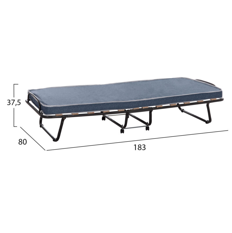 ΚΡΕΒΑΤΙ-ΡΑΝΤΖΟ ΙΤΑΛΙΑΣ SLADE HM604.03 ΜΕΤΑΛ. ΜΕ ΡΟΔΕΣ & ΣΤΡΩΜΑ 6,5εκ ΟΨΗ ΤΖΙΝ 80x183x37,5Yεκ