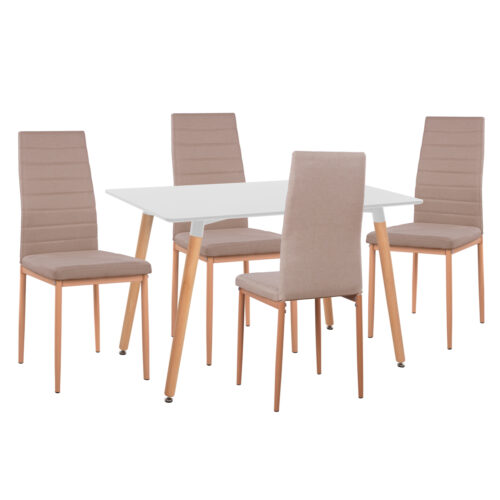 ΣΕΤ ΤΡΑΠΕΖΑΡΙΑΣ 5ΤΜΧ MINIMAL HM11767 ΛΕΥΚΟ MDF-ΜΠΕΖ ΥΦΑΣΜΑ