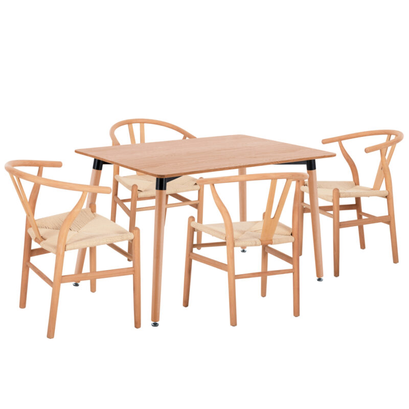 ΣΕΤ ΤΡΑΠΕΖΑΡΙΑΣ 5ΤΜΧ BRAVE HM21182 MDF TOP-ΞΥΛΟ ΟΞΙΑΣ & PAPER ROPE ΣΕ ΦΥΣΙΚΟ