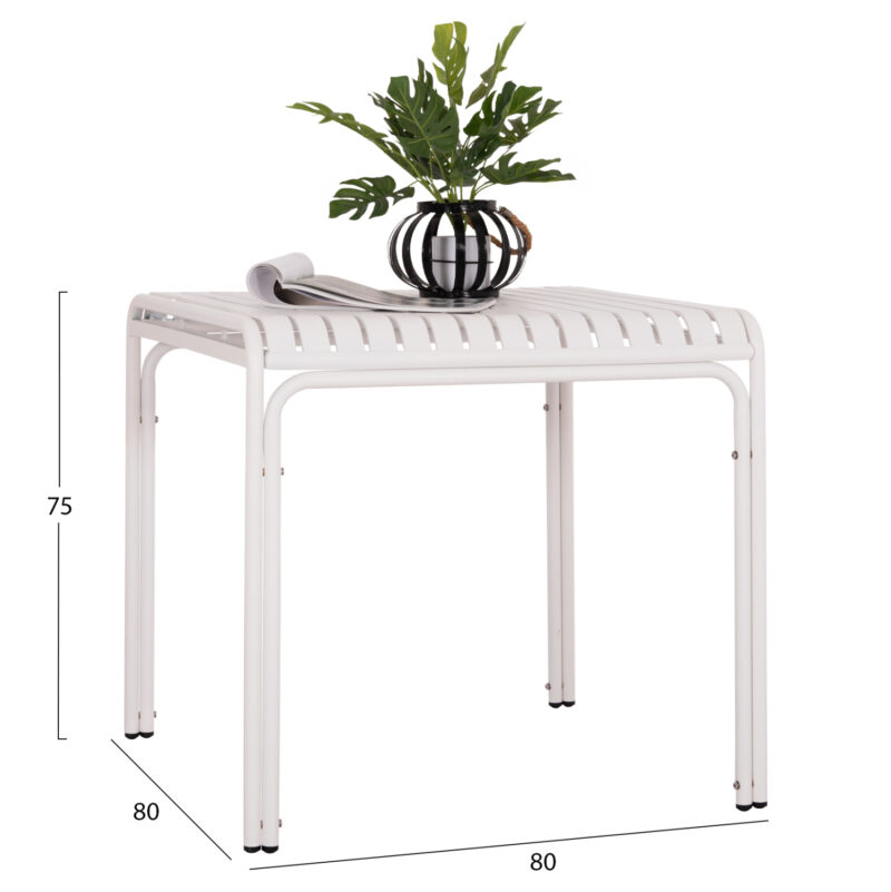 ΤΡΑΠΕΖΙ ΤΕΤΡΑΓΩΝΟ ΑΛΟΥΜΙΝΙΟΥ RACHEL HM6338.02 ΛΕΥΚΟ 80x80x75Υεκ.