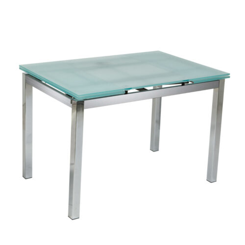 100-027 Τραπέζι Glamour Αμμοβολή 110(170) x 74 x 75 Μέταλλο, Γυαλί 100-027