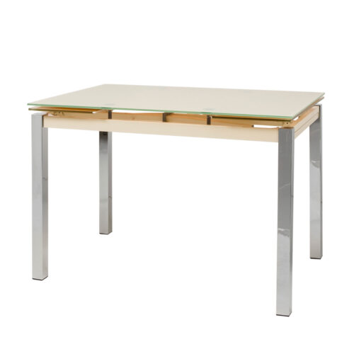 100-030_1 Τραπέζι Glamour Κρεμ 110(170) x 74 x 75 Μέταλλο, Γυαλί 100-030