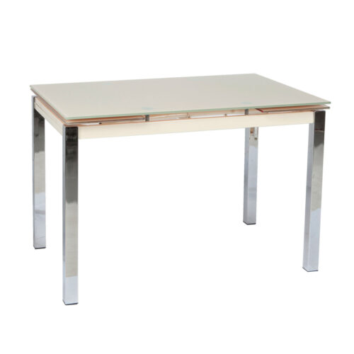 100-038_1 Τραπέζι Glamour 100 Κρεμ 100(150) x 65 x 75 Μέταλλο, Γυαλί 100-038