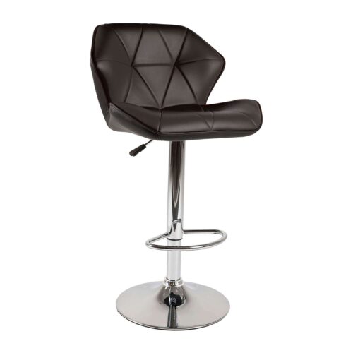 200-015 Σκαμπό Comfort Μαύρο 53 x 52 x 91-111 Χρώμιο, Τεχνόδερμα PU 200-015