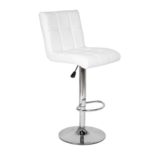 200-021 Σκαμπό King Λευκό 44 x 53 x 91-112 Χρώμιο, Τεχνόδερμα PU 200-021