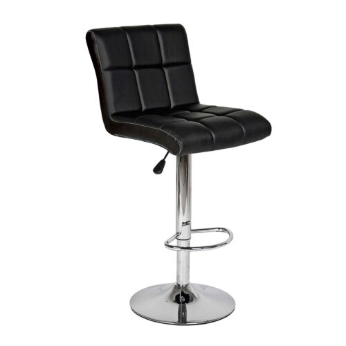 200-022 Σκαμπό King Μαύρο 44 x 53 x 91-112 Χρώμιο, Τεχνόδερμα PU 200-022