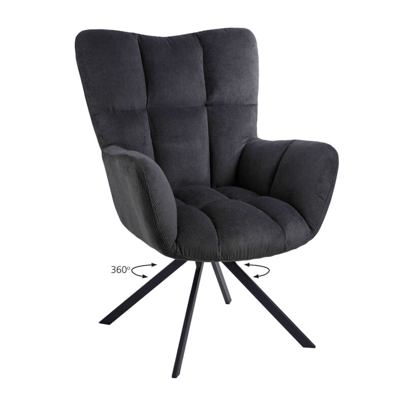 300-259_2 Πολυθρόνα Hilda Γκρι 62 x 72 x 88 Βελούδο, Μέταλλο 300-259