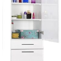 622-7009-36-HIGH-GLOSS-WHITΕ ΣΤΗΛΗ ΜΠΑΝΙΟΥ ΜΕ ΤΕΣΣΕΡΙΣ ΘΕΣΕΙΣ-ΚΑΛΑΘΙ ΡΟΥΧΩΝ ΚΑΙ ΣΥΡΤΑΡΙ 52x38x187 εκ ΛΕΥΚΟ ΓΥΑΛΙΣΤΕΡΟ