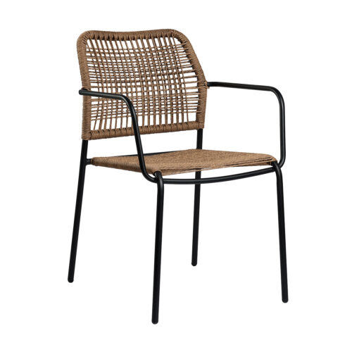 Πολυθρόνα Monza Φυσικό με μαύρο σκελετό 53.5 x 60 x 79 Wicker 900-269