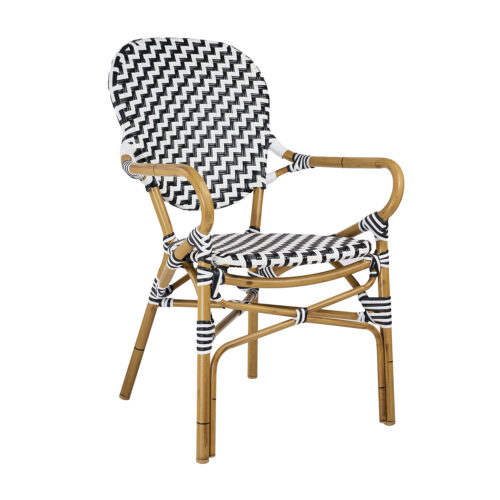 Πολυθρόνα Parisian Λευκό και Μαύρο 59 x 63 x 94 Rattan, Αλουμίνιο 900-275
