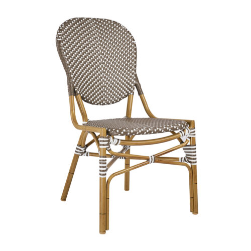 Καρέκλα Parisian-C Λευκό και Μόκα 51 x 62 x 95 Rattan, Αλουμίνιο 900-278