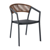 Πολυθρόνα Beluga Καφέ με Μαύρο Σκελετό 56 x 60 x 80 Αλουμίνιο, Συνθετικό σχοινί 900-288