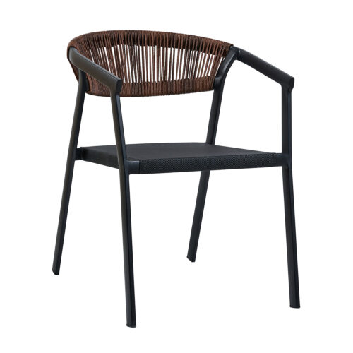 900-316 Πολυθρόνα Cactus-TX καφέ με μαύρο σκελετό 57 x 64.5 x 76 Αλουμίνιο, Συνθετικό σχοινί 900-316