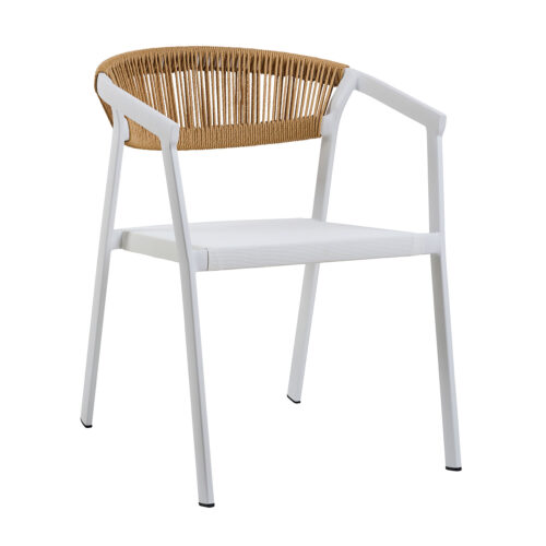 900-317 Πολυθρόνα Cactus-TX φυσικό με λευκό σκελετό 57 x 64.5 x 76 Αλουμίνιο, Συνθετικό σχοινί 900-317