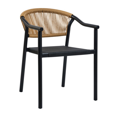 Πολυθρόνα Aloha-TX φυσικό με μαύρο σκελετό 55.5 x 60.5 x 77.5 Αλουμίνιο, Συνθετικό σχοινί 900-318