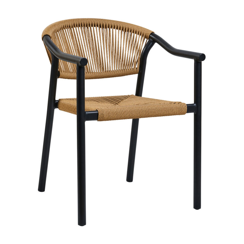 Πολυθρόνα Aloha φυσικό με μαύρο σκελετό 55.5 x 60.5 x 77.5 Αλουμίνιο, Συνθετικό σχοινί 900-322