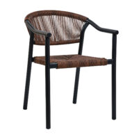 Πολυθρόνα Aloha καφέ με μαύρο σκελετό 55.5 x 60.5 x 77.5 Αλουμίνιο, Συνθετικό σχοινί 900-323