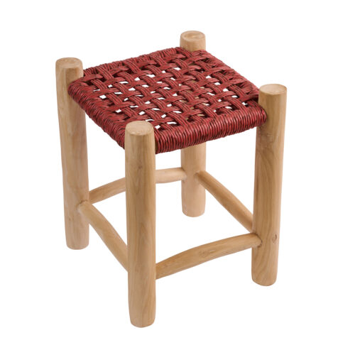 Σκαμπό Noor κόκκινο 35 x 35 x 47 TEAK 901-028