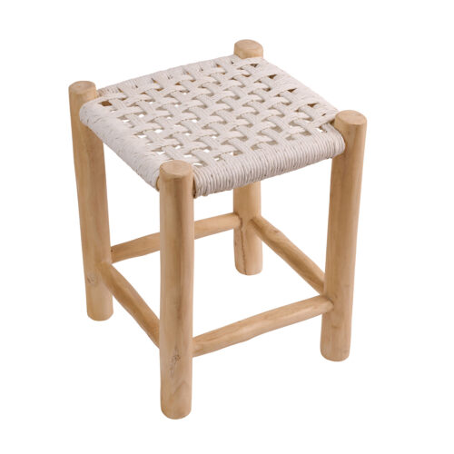 Σκαμπό Noor λευκό 35 x 35 x 47 TEAK 901-034