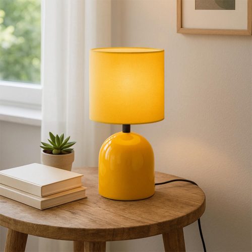 GP029-01423-1 Φωτιστικό επιτραπέζιο Nehora Megapap E27 μεταλλικό - ύφασμα Pvc χρώμα κίτρινο Ø15x30εκ.