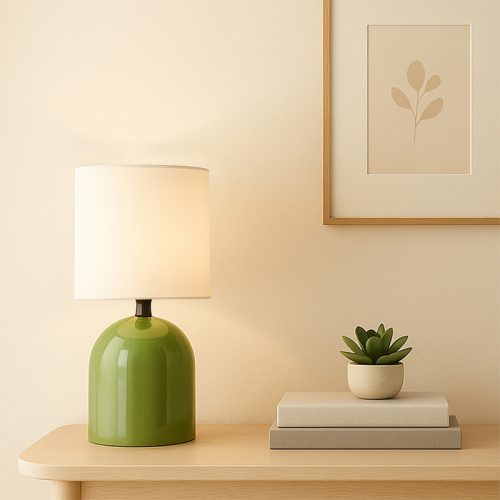 GP029-01424-1 Φωτιστικό επιτραπέζιο Nehora Megapap E27 μεταλλικό - ύφασμα Pvc χρώμα πράσινο - κρεμ Ø15x30εκ.