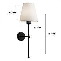 GP029-01622-2 Απλίκα τοίχου Verma Megapap E27 υφασμάτινη - μεταλλική χρώμα μαύρο - κρεμ 13x13x50εκ.