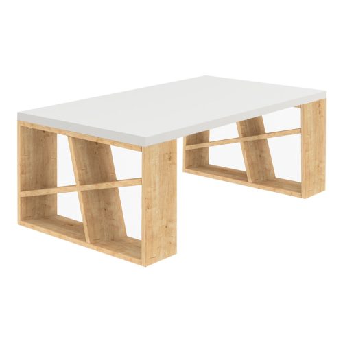 GP037-00884-1 Τραπεζάκι σαλονιού Honey Megapap μελαμίνης χρώμα φυσικό οξιάς - λευκό 105x60x40εκ.