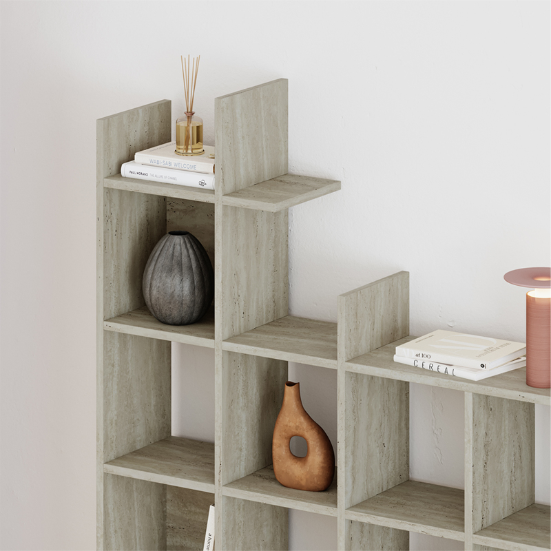 GP037-01024-1 Βιβλιοθήκη Manco Megapap χρώμα travertine 122x25,5x188εκ.