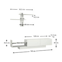Σύνθεση τηλεόρασης Egemen Megapap χρώμα λευκό 180x32x40εκ.