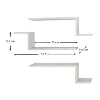 GP042-01591-6 Ραφιέρα τοίχου Lowa Megapap 3 τεμαχίων χρώμα λευκό 57,7x14,5x18εκ.
