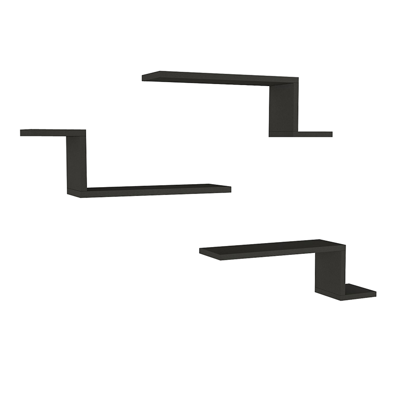 Ραφιέρα τοίχου Lowa Megapap 3 τεμαχίων χρώμα ανθρακί 57,7x14,5x18εκ.