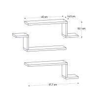 Ραφιέρα τοίχου Lowa Megapap 3 τεμαχίων χρώμα ανθρακί 57,7x14,5x18εκ.