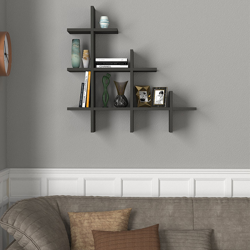 GP042-01632-2 Ραφιέρα τοίχου Juke Megapap χρώμα ανθρακί 81,8x18x80εκ.