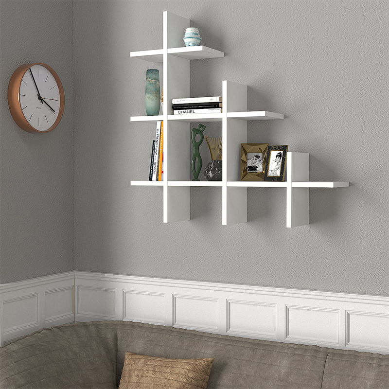 GP042-01633-1 Ραφιέρα τοίχου Juke Megapap χρώμα λευκό 81,8x18x80εκ.