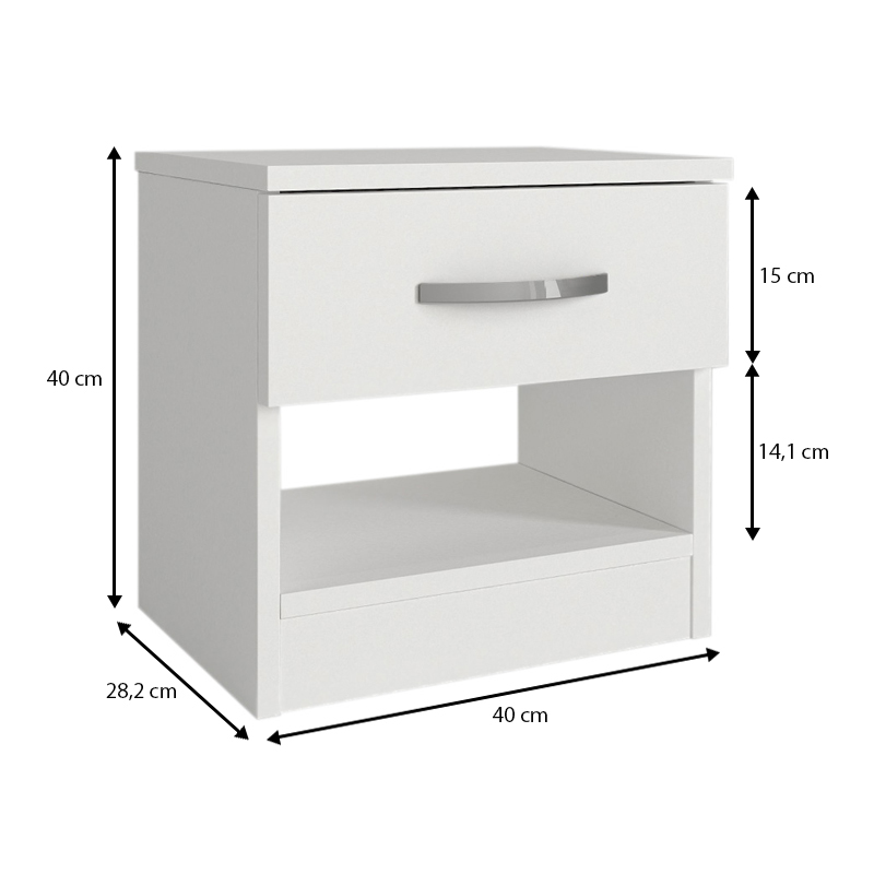 Κομοδίνο Lube Megapap χρώμα λευκό 40x28,2x40εκ.