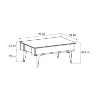 Τραπεζάκι σαλονιού Bolea Megapap χρώμα modern black - φυσικό οξιάς 90x60x38,6εκ.